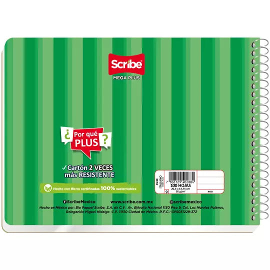 Cuaderno forma italiana SCRIBE Mega cuad ro grande (7 mm) con 100 hojas