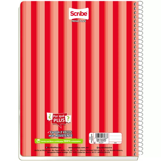 Cuaderno forma francesa SCRIBE Mega plus raya c/100 hojas