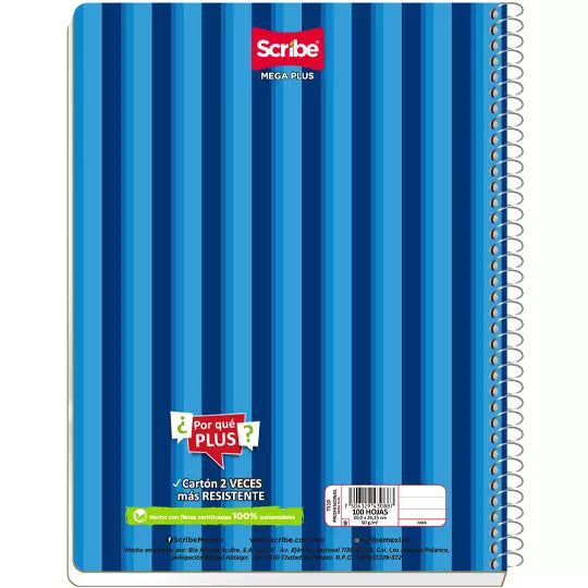 Cuaderno forma francesa SCRIBE Mega plus cuadro chico (5 mm) con 100 hojas