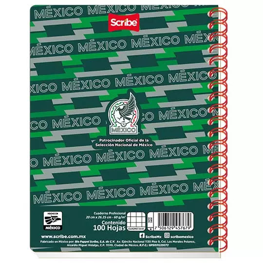 Cuaderno profesional SCRIBE Selección Me xicana cuadro chico (5 mm) c/ 100 hojas
