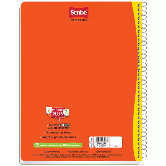 Cuaderno profesional SCRIBE Escolar plus cuadro chico (5 mm) con 100 hojas