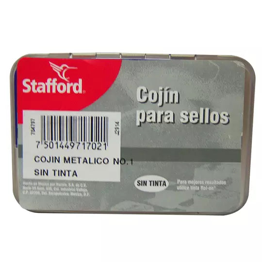 Cojín para sello Stafford estuche metáli co No. 1 sin tinta