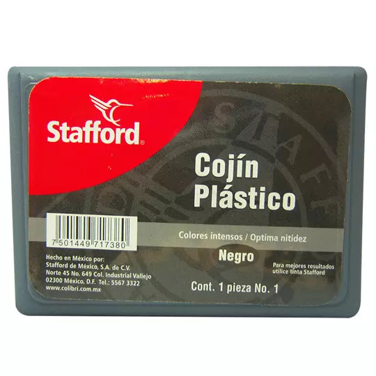 Cojín para sello Stafford estuche plásti co No. 1 tinta color negro