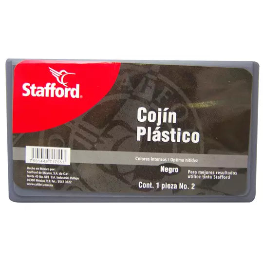 Cojín para sello Stafford estuche plásti co No. 2 tinta color negro