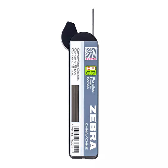 Puntillas de grafito ZEBRA HB punto medi ano 0.7 mm tubo con 12 puntillas