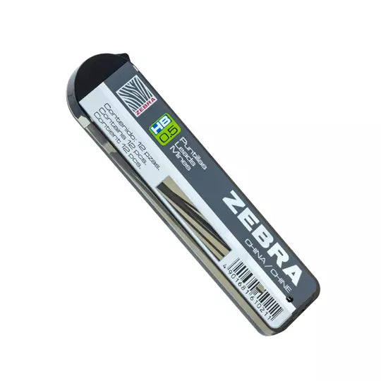 Puntillas de grafito ZEBRA HB punto fino 0.5 mm tubo con 12 puntillas