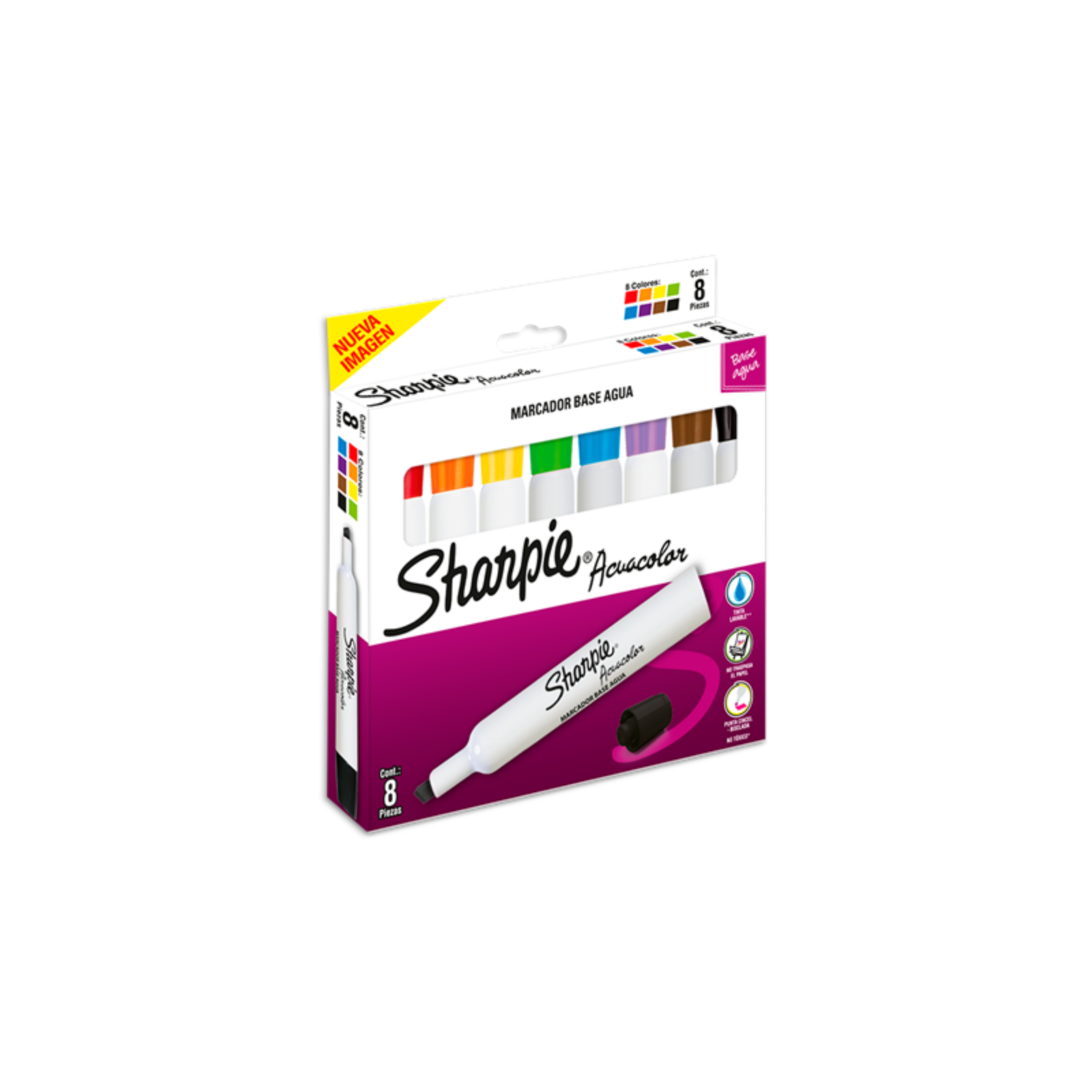 Marcador Acuacolor Sharpie Base Agua Estuche C/8 Pzas