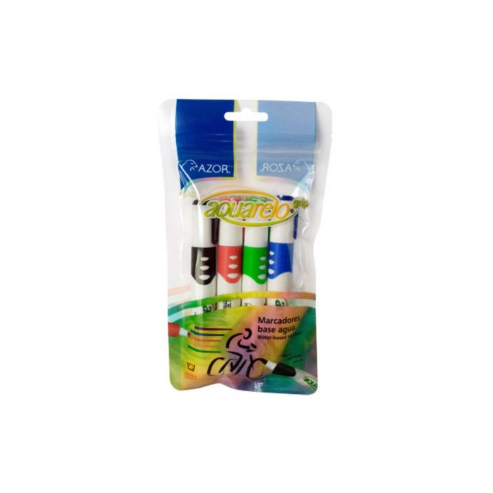 Marcador Aquarelo Grip Colores Surtidos Estuche C/4 Pzas