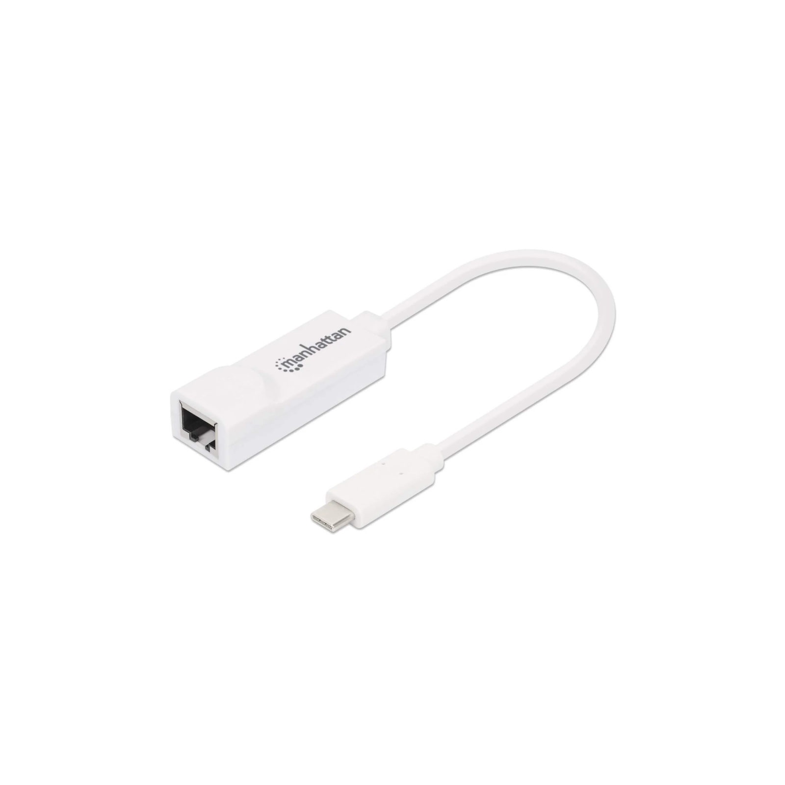 Adaptador Manhattan USB C 3.1 a Red Gigabit 10/100/1000 Mbps Color Blanco