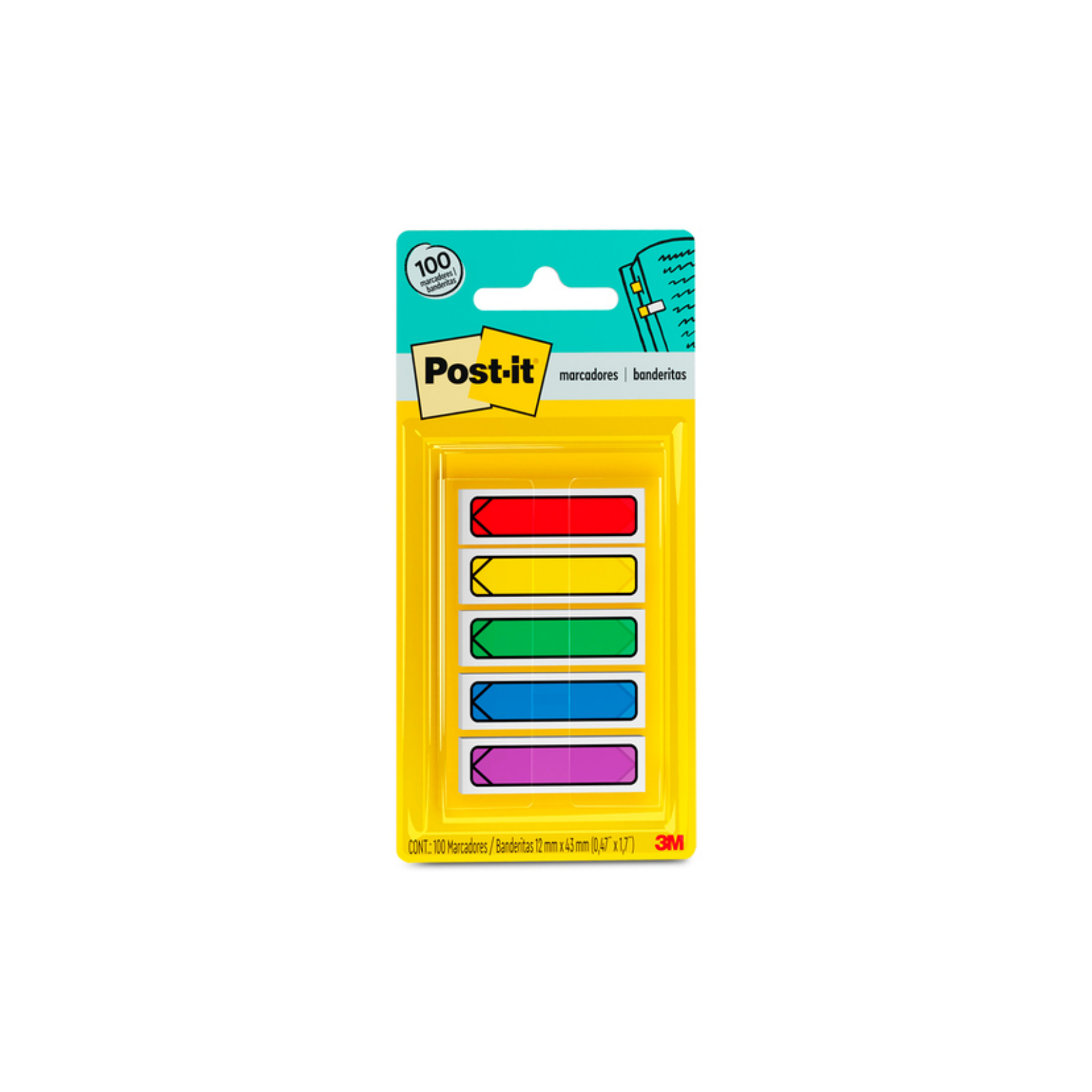 Banderitas 3M Post-it 684-ARR1 Flecha Colores Primarios 0.47x1.7" 5 Blocks con 20 Banderitas C/Block