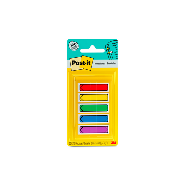 Banderitas 3M Post-it 684-ARR1 Flecha Colores Primarios 0.47x1.7" 5 Blocks con 20 Banderitas C/Block