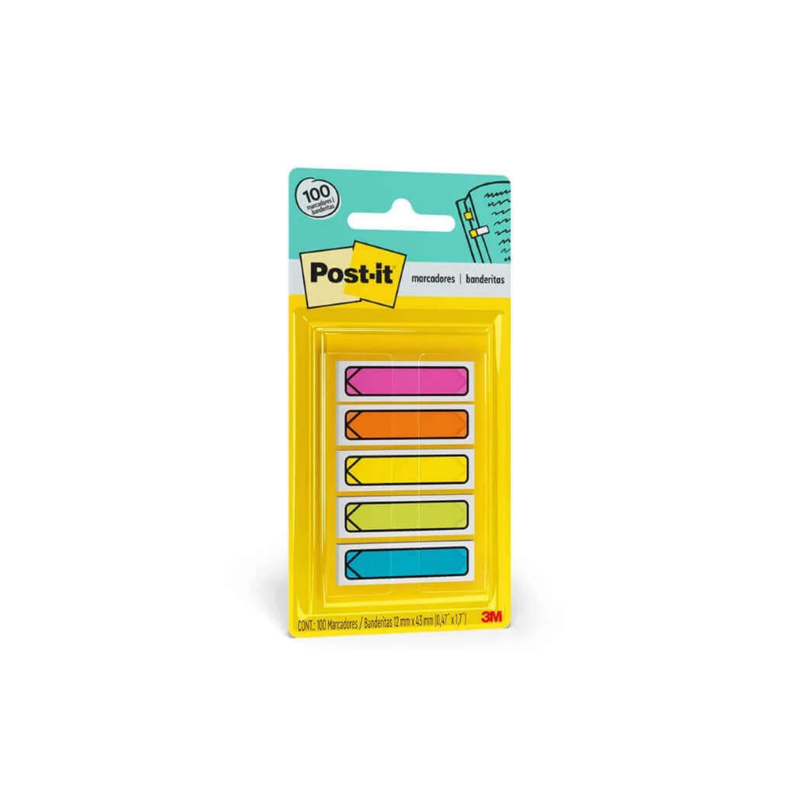 Banderitas 3M Post-it 684-ARR2 Flecha Neón 12mmx43mm 5 Blocks C/20 Banderitas