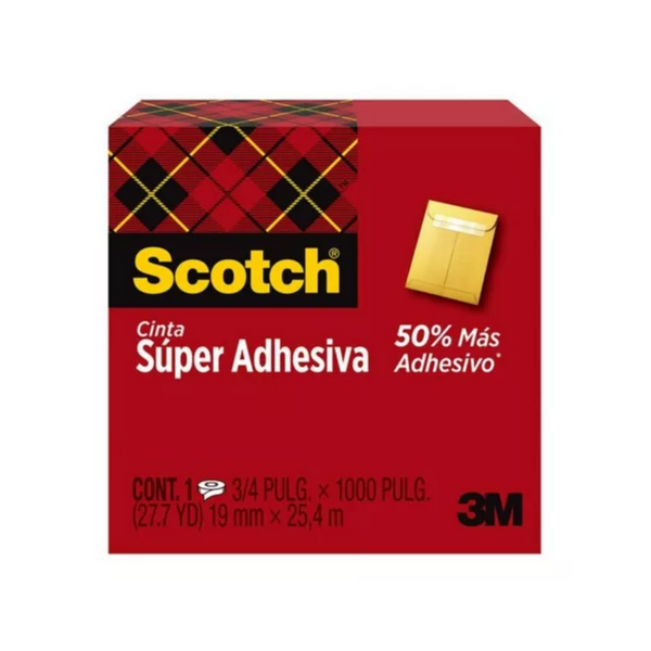 Cinta 3M Scotch Super Adhesiva 19mmx25.4m Caja