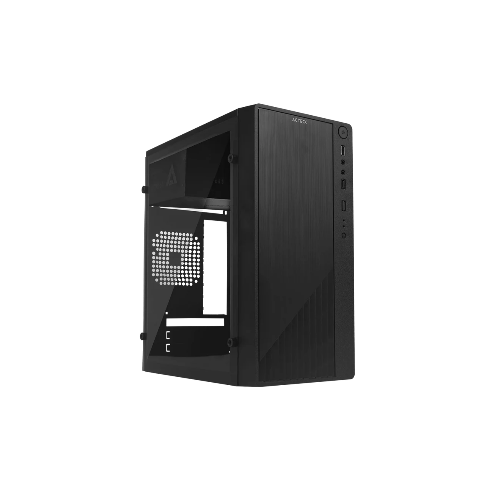 Gabinete Acteck con Fuente 500w Compacto Mini Torre Kioto GC220 Micro Atx y Mini Itx Acrilico USB 2.0 Negro