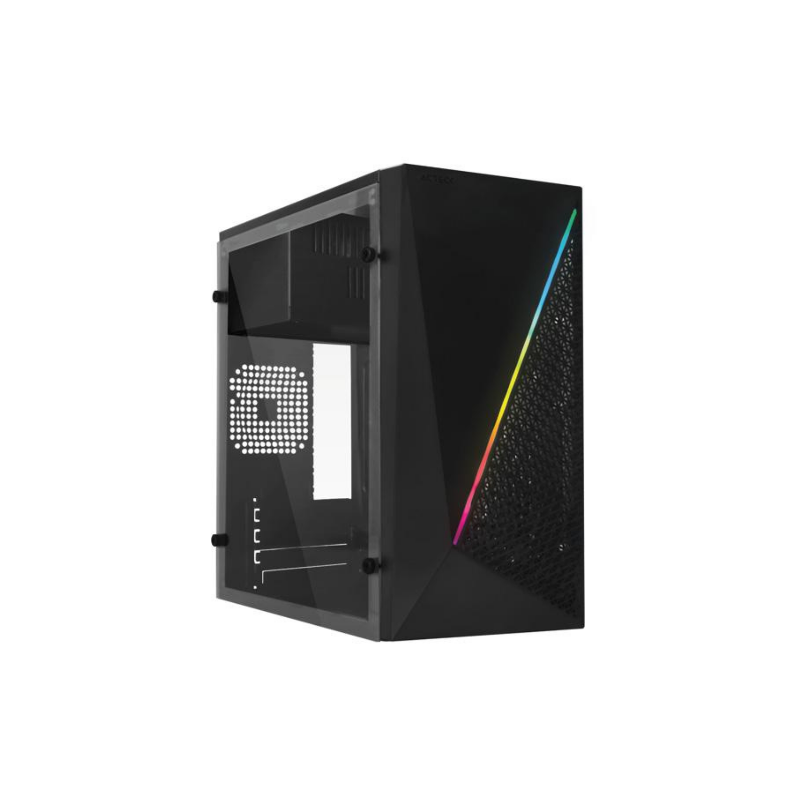 Gabinete Acteck Kioto GC460 Mini Torre con Fuente 500W Micro ATX/Mini ITX Acrílico RGB USB 3.0 Color Negro