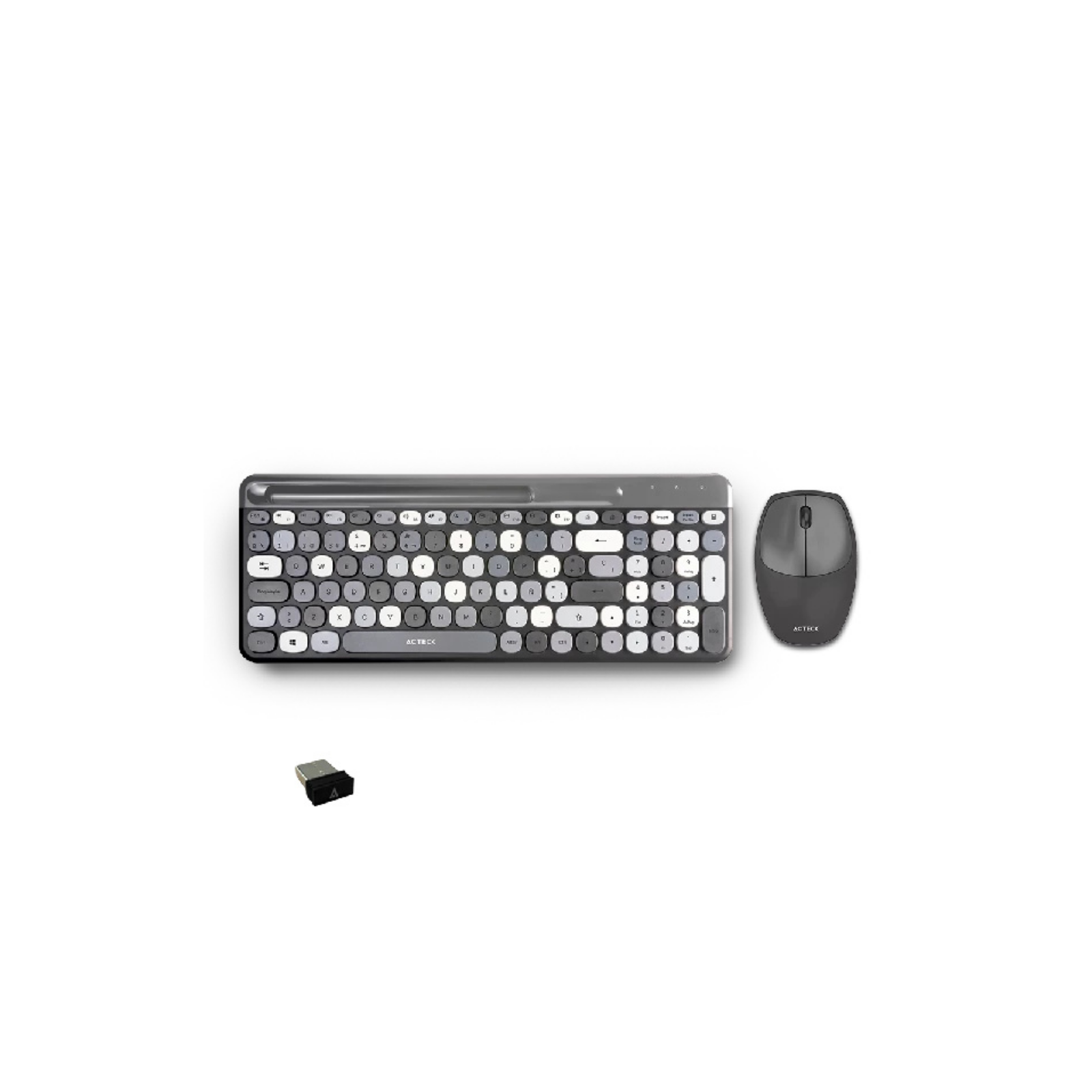 Kit Teclado y Mouse Acteck Creator Chic Colors MK470 Inalámbrico 2xBaterías AAA Incluidas Color Gris