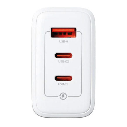 CARGADOR ADATA USB DE PARED 65W GAN 2PUERTO USB TIPO C 1 PUERTO USB A ENCHUFE PLEGABLE BLANCO