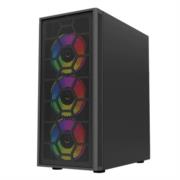 Gabinete Acteck Gamer Media Torre Dragonfly II Mesh GM740 Max MB ATX Panel Izq Cristal + Frente Malla 1xUSB 3.0 + 4xFan RGB Negro