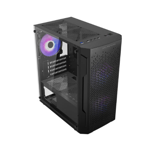 Gabinete Gamer Balam Rush Mini Torre Artic GI725 ATX Panel Izq Cristal Frente Colmena USB 3.0/3xFan RGB Negro
