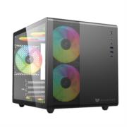 Gabinete Gamer Acteck Micro Torre Tank Mini GI930 Max MB M-ATX Ultra Wide Panel Izq Cristal + Frente con Malla 1xUSB 3.0 + 1x USB TipoC + 3xFan RGB con HUB Negro