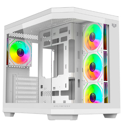 Gabinete Gamer Balam Rush Media Torre Tank Master 9600TB Max MB ATX Ultra Wides/USB-C/USB 3/Audio Fan ARGB Blanco