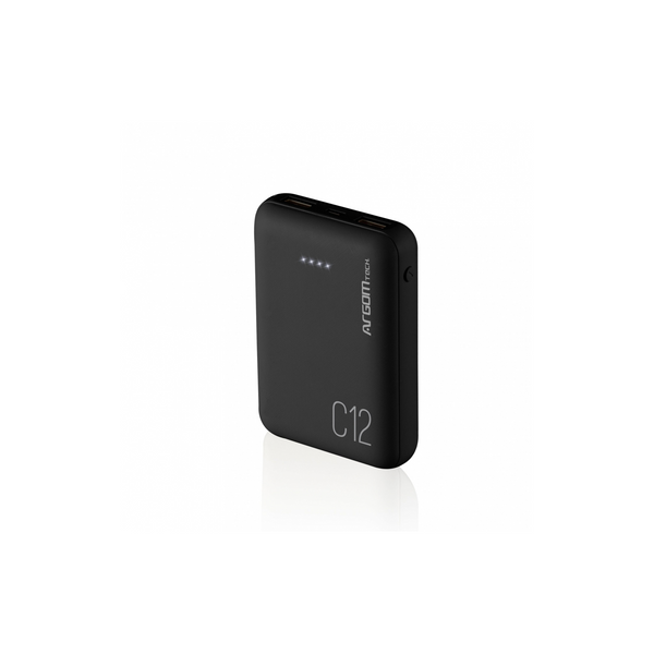 Power Bank Argomtech C12 Ultracompacto 12000mAh  2 Puertos 2.1A/2A Color Negro