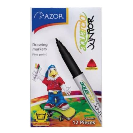 Marcador Aquarelo Junior Punta Fina Color Negro C/12 Pzas