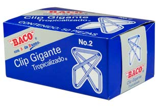 Clip Baco Gigante #2 Zincado Caja c/50 Clips