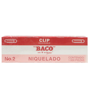 Clip Niquelado Baco #2 Paquete c/10 Cajas c/100 Clips c/u