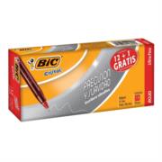 Bolígrafo BIC Cristal Precisión y Suavidad Punto Ultra Fino 0.7mm Color Rojo C/12+1 Pzas