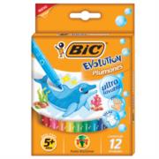 Plumones BIC Evolution Ultra Lavables Colores Surtidos C/12 Pzas