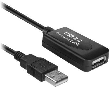 BROBOTIX CABLE USB V2.0 EXTENSION ACTIVA 15 METROS COLOR NEGRO - Cable Impresora Notebook Laptop Escritorio Hub - 1 Conector USB Tipo A Macho a 1 Conector USB Tipo A Hembra - Versión 2.0