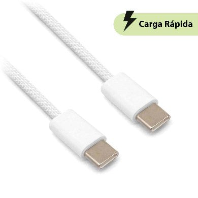 BROBOTIX CABLE DE CARGA RÁPIDA TIPO "C" A TIPO ?C?, DE 1 METRO, PUNTAS DE ACERO REFORZADO, FORRO TEJIDO, COLOR GRIS.