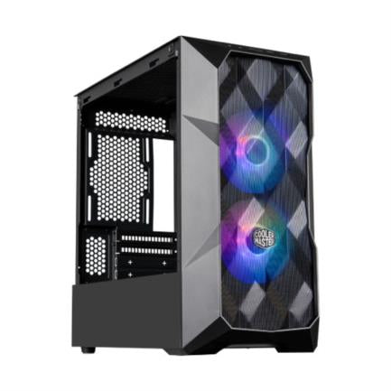 Gabinete Gamer Cooler Master Masterbox TD300 Mesh Mini Torre ITX mATX 2xFan ARGB Cristal Templado Negro