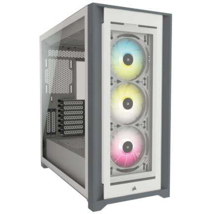 Gabinete Corsair ICUE 5000X RGB Media Torre EATX ATX mATX ITX Cristal Templado Color Blanco 3xFan RGB Sin Fuente
