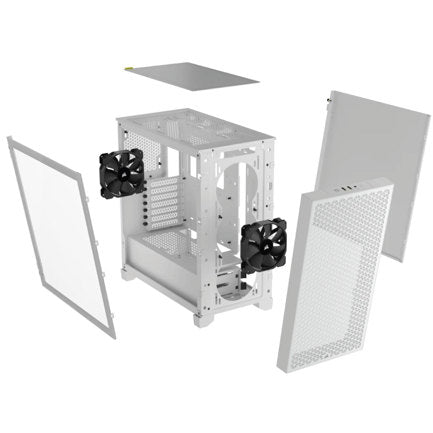 Gabinete Corsair 3000D AirFlow Media Torre ATX mATX ITX Cristal Templado Blanco 2xFan Sin Fuente