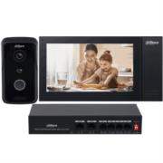 Kit de Videoportero IP Dahua Frente de Calle/Monitor y Switch POE/Pantalla LCD Touch de 7" Cámara 1MP/Ranura SD/IP65