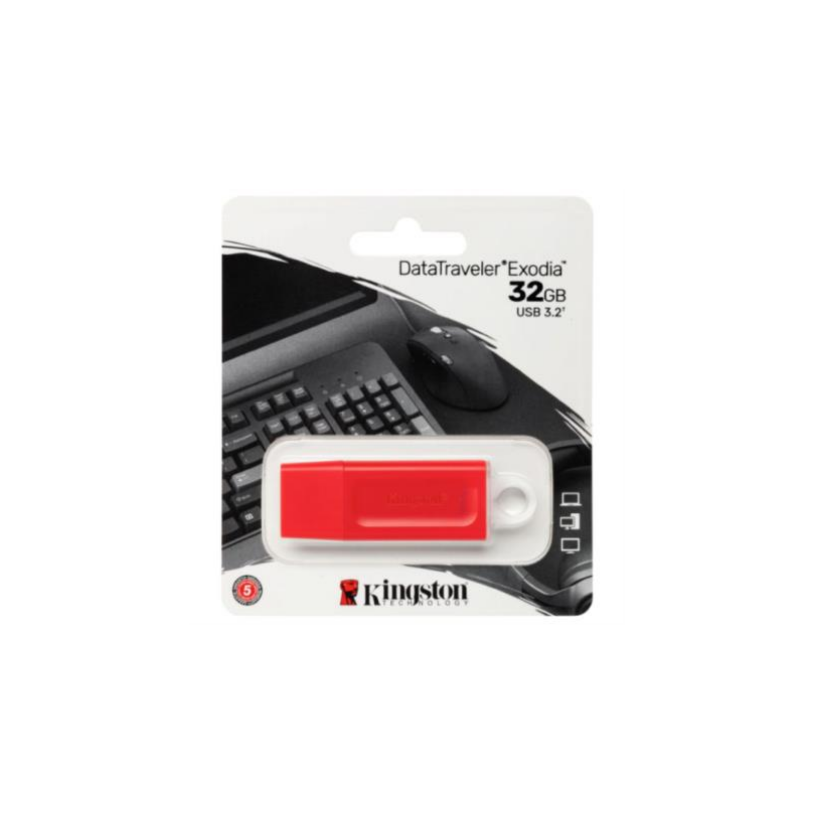 Memoria USB Kingston DataTraveler Exodia 32 GB 3.2 Gen1 Color Rojo