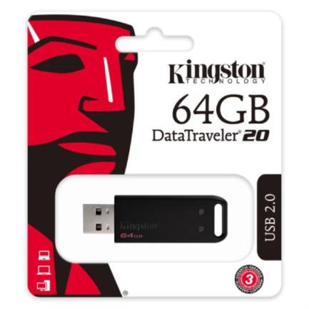 Memoria USB Kingston DataTraveler DT20 Flash 64 GB USB 2.0 Color Negro