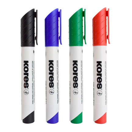 MARCADOR KORES P/PIZARRON BLANCO C/4 COLORES