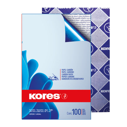 PAPEL CARBON KORES KOPYNET OFICIO AZUL P/LAPIZ C/100