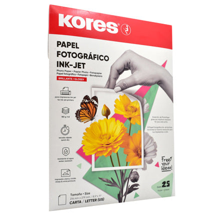 Papel Fotográfico Kores Tamaño Carta C/25 Hojas