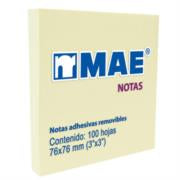 Notas Adhesivas Mae 3x3" Amarillo Pastel 100H C/12