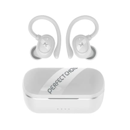 Audífonos Perfect Choice Haken Bluetooth Deportivos TWS Cancelación de Ruido con Sujetador Color Blanco