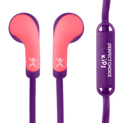 Audífonos Perfect Choice In-Ear Alámbricos 3.5mm con Estuche Bubble Gum Color Rosa-Morado