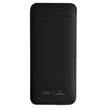 Power Bank PERFECT CHOICE Carga Rápida 22.5W con Cable Tipo C Bolt Negro