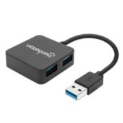 Mini Hub Manhattan USB 3.0 Alta Velocidad 4 Puertos Color Negro