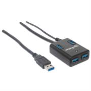 Hub Manhattan USB 3.0 Súper Velocidad 4 Puertos Color Negro