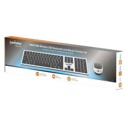 Teclado y Mouse Manhattan Optico Inalambrico 2.4G Negro combo