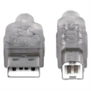 Cable Manhattan USB B Alta Velocidad 2.0 A-B1.8m Color Plata